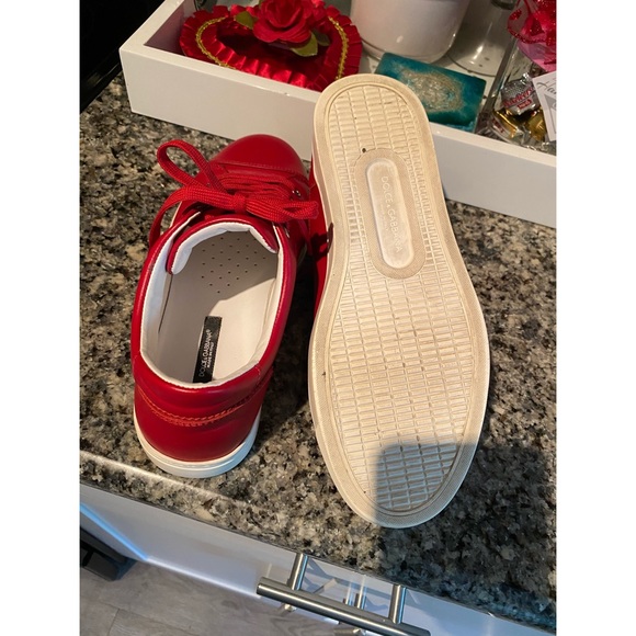 DOLCE & GABBANA ROUND TOE LEATHER SNEAKERS - Picture 5 of 8